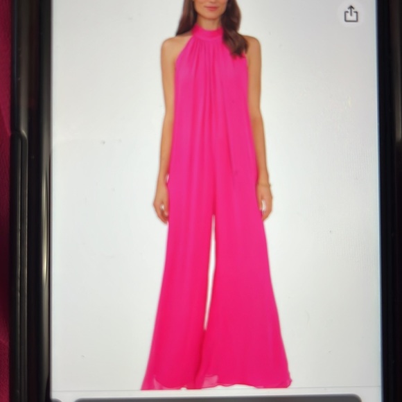 NEW Vince Camuto Women Halter Pleated Jumpsuit Large Pomegranate Pink NEW BNWT - Picture 3 of 10